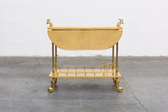 Aldo Tura Lacquered Goatskin and Brass Italian Double Drop-Leaf Bar Cart, 1950s