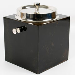 Aldo Tura Lacquered Goatskin and Chrome Metal Ice Bucket, circa 1960