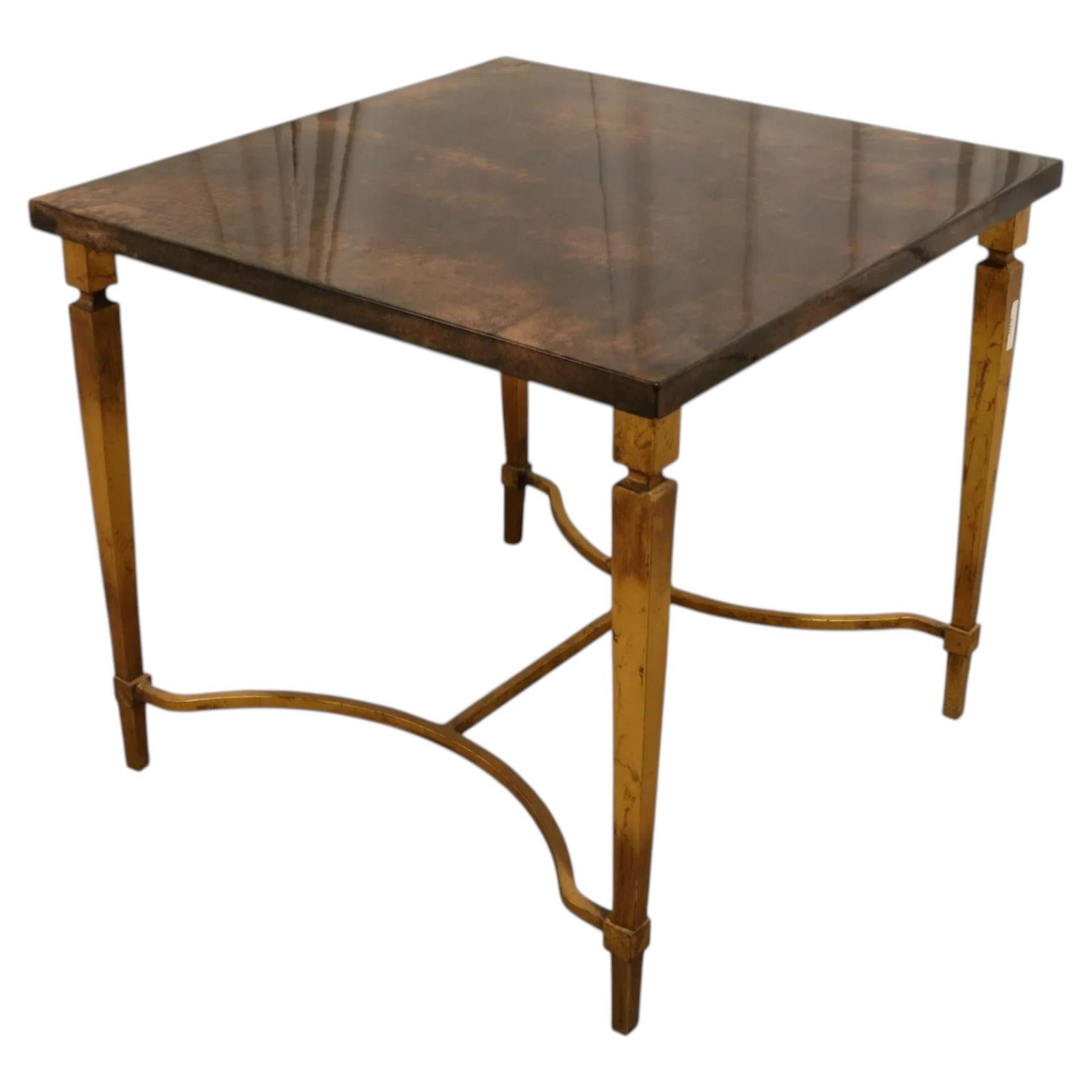 Aldo Tura Lacquered Goatskin and Gilt Bronze Side Table, Circa 1960