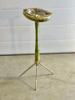 Aldo Tura Lacquered Goatskin Ashtray on Brass Tripod