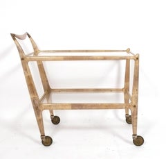 Aldo Tura Lacquered Goatskin Bar Cart