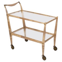Carrito de bar de piel de cabra lacada Aldo Tura