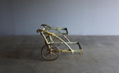 Aldo Tura Lacquered Goatskin & Brass Bar Cart, circa 1965