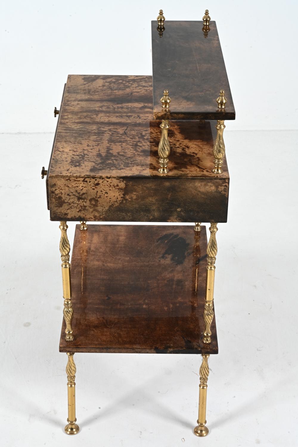 Aldo Tura Lacquered Goatskin & Brass Occasional Table, c. 1960's For Sale 6