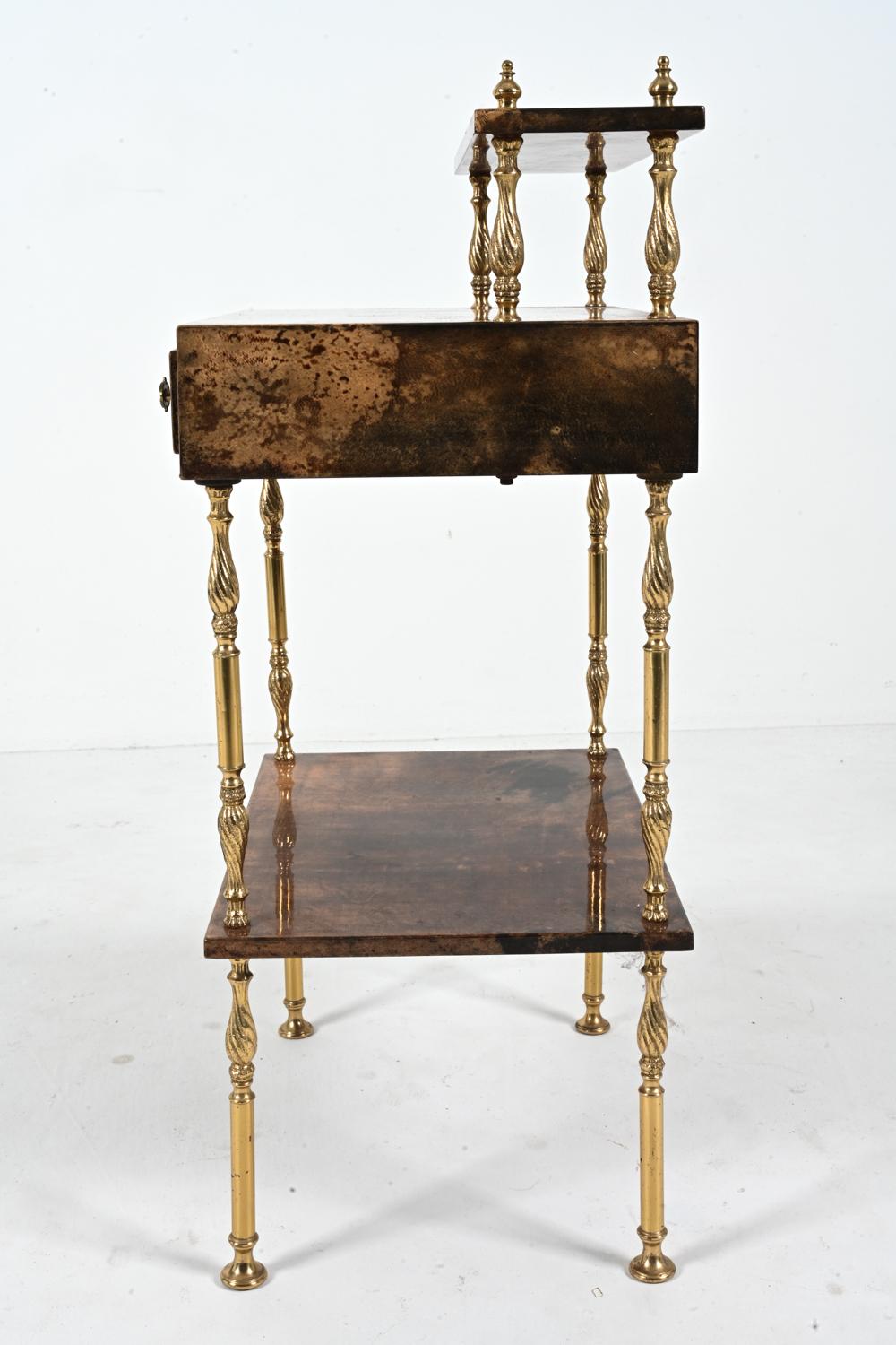 Aldo Tura Lacquered Goatskin & Brass Occasional Table, c. 1960's For Sale 7
