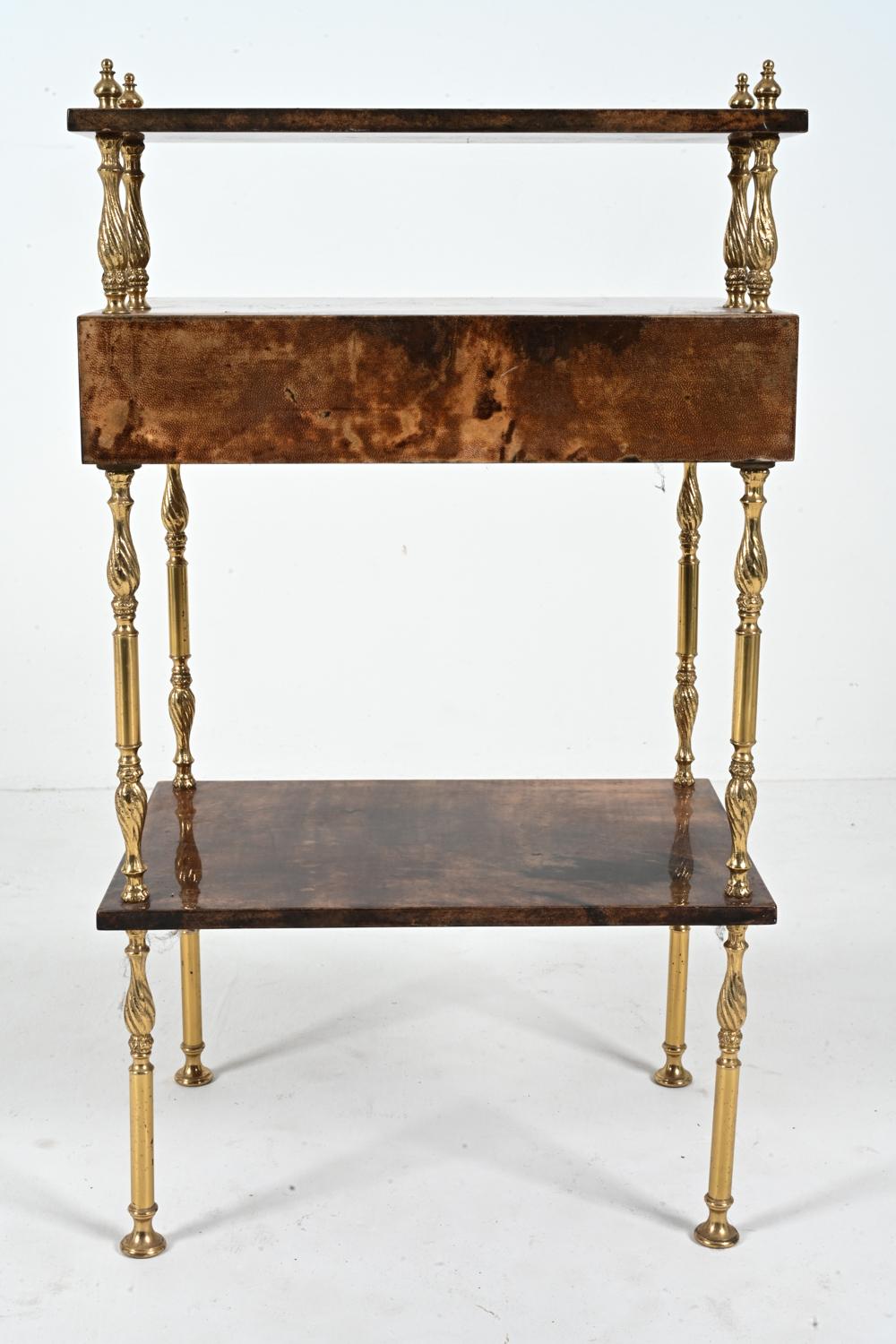 Aldo Tura Lacquered Goatskin & Brass Occasional Table, c. 1960's For Sale 9