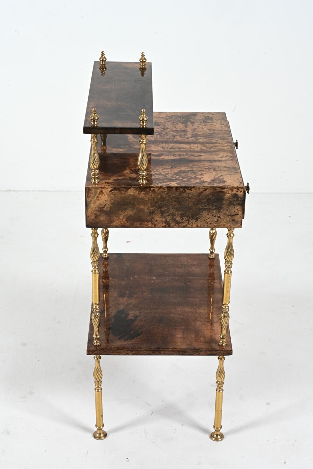 Aldo Tura Lacquered Goatskin & Brass Occasional Table, c. 1960's For Sale 10
