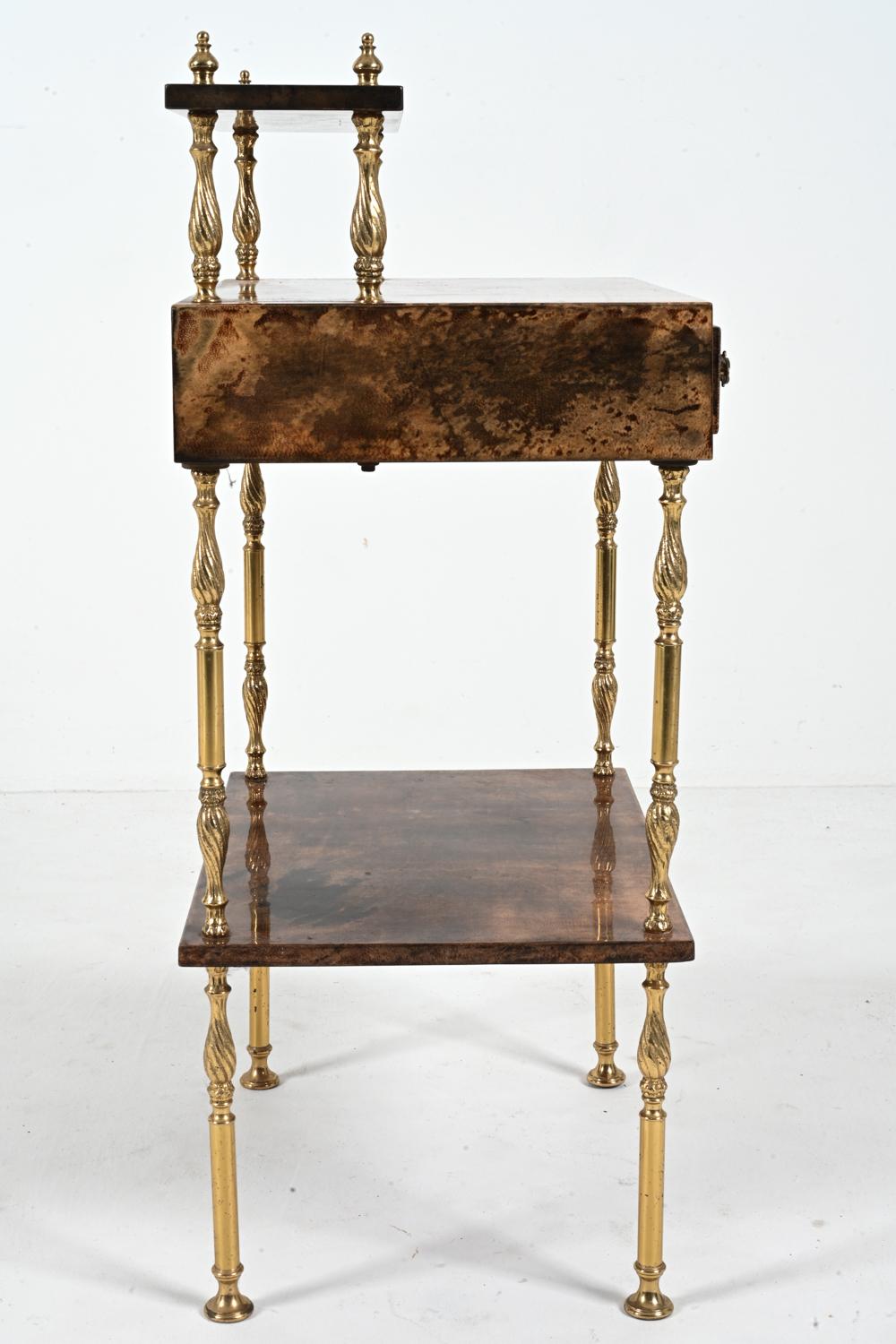 Aldo Tura Lacquered Goatskin & Brass Occasional Table, c. 1960's For Sale 11