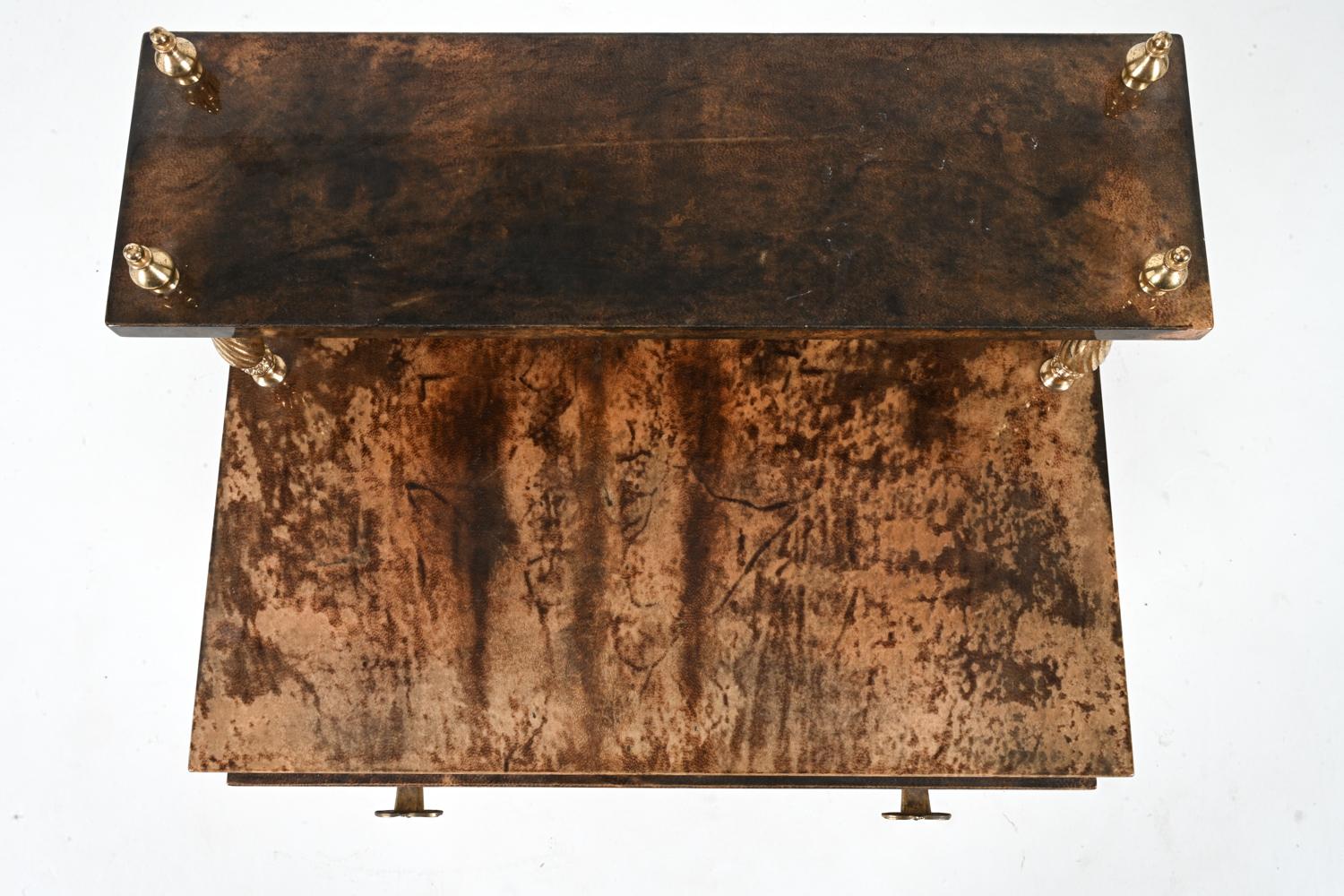 20th Century Aldo Tura Lacquered Goatskin & Brass Occasional Table, c. 1960's For Sale