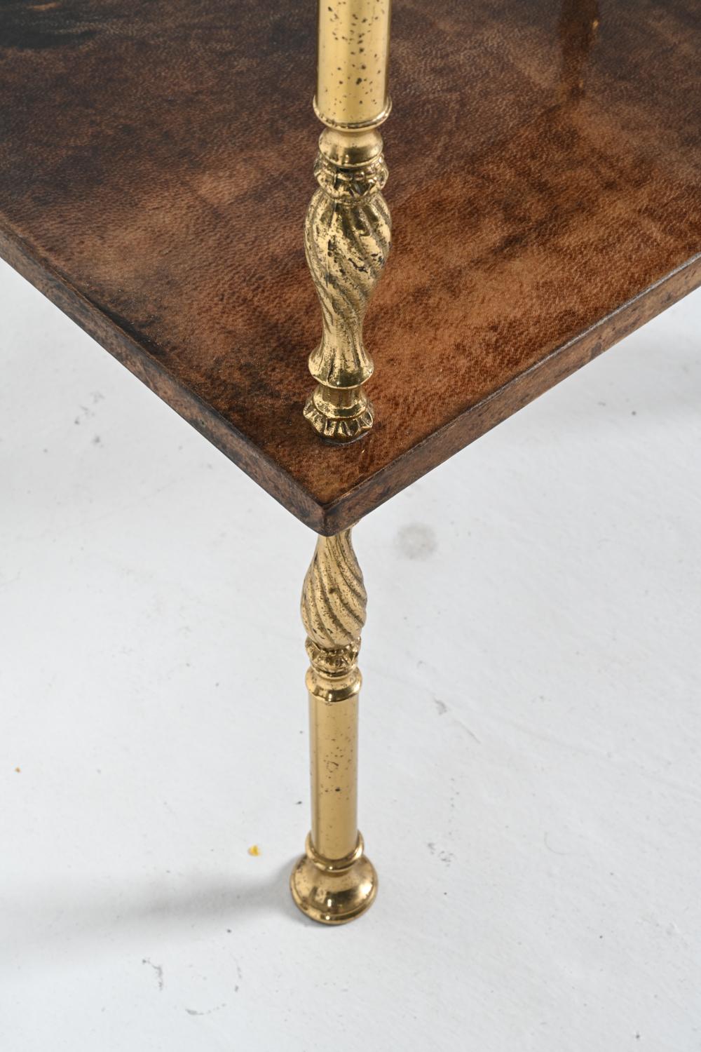 Aldo Tura Lacquered Goatskin & Brass Occasional Table, c. 1960's For Sale 3