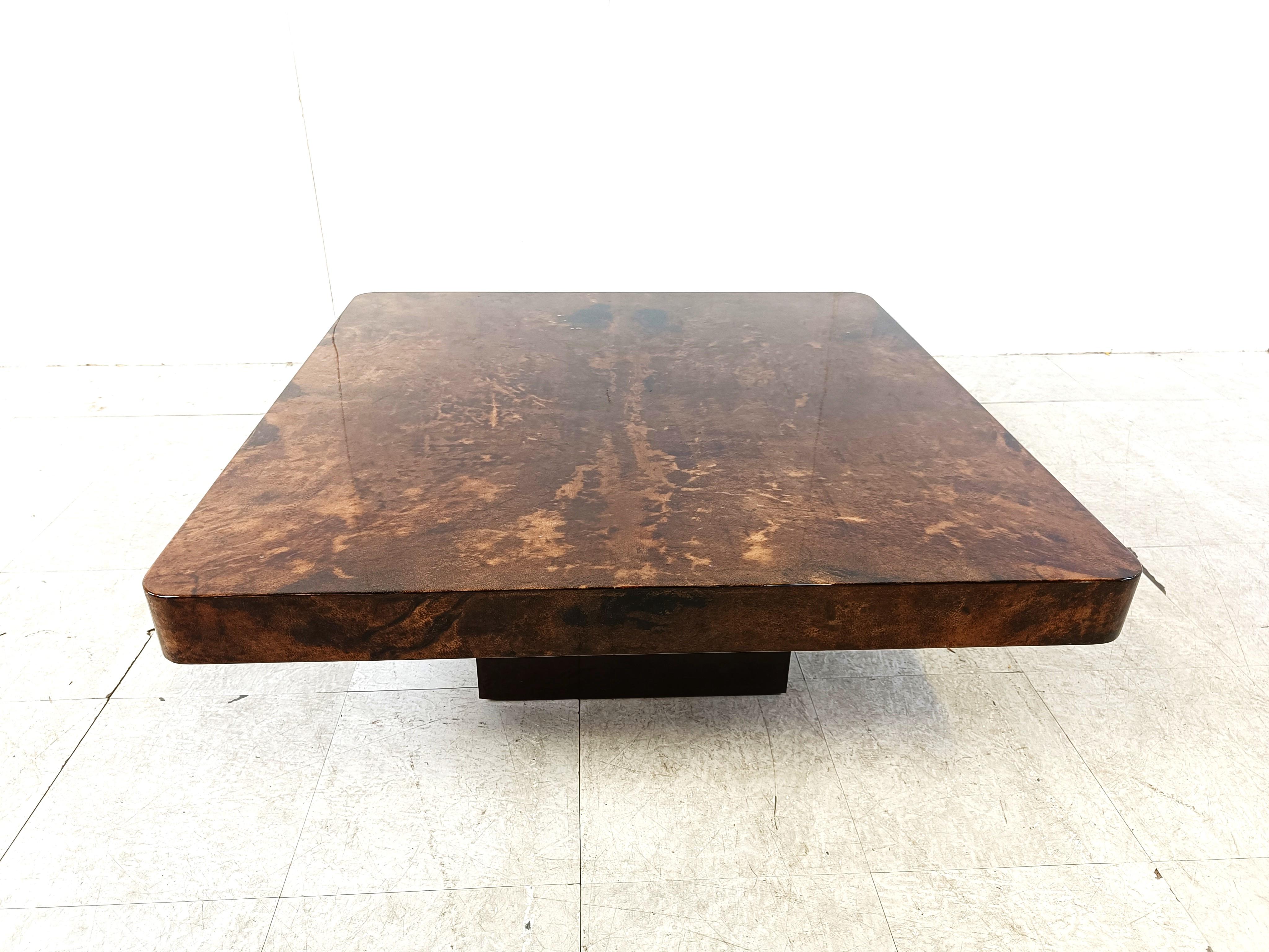 Mid-Century Modern Aldo Tura Lacquered Goatskin Coffee Table, 1960s For Sale
