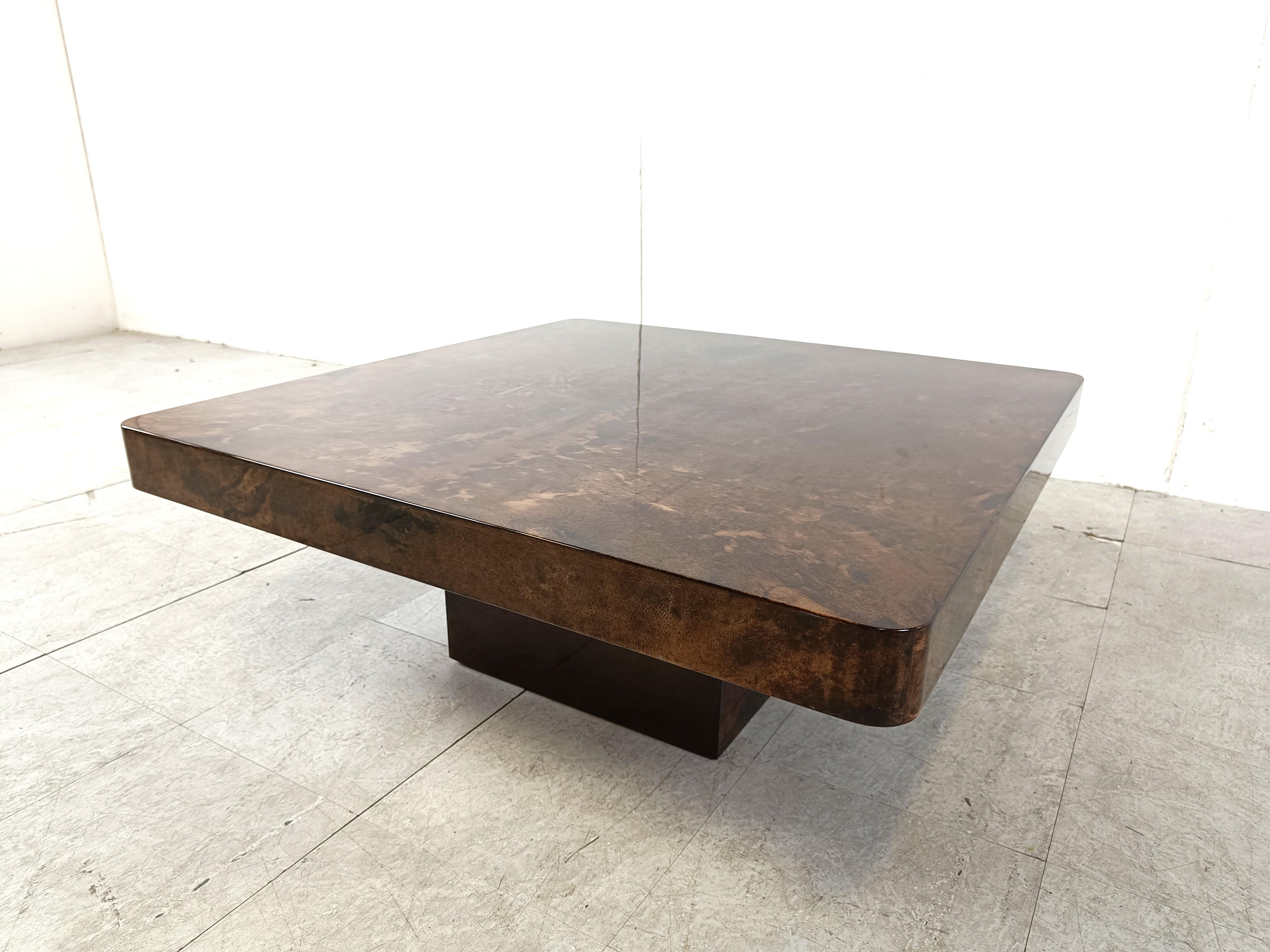 Mid-20th Century Aldo Tura Lacquered Goatskin Coffee Table, 1960s For Sale