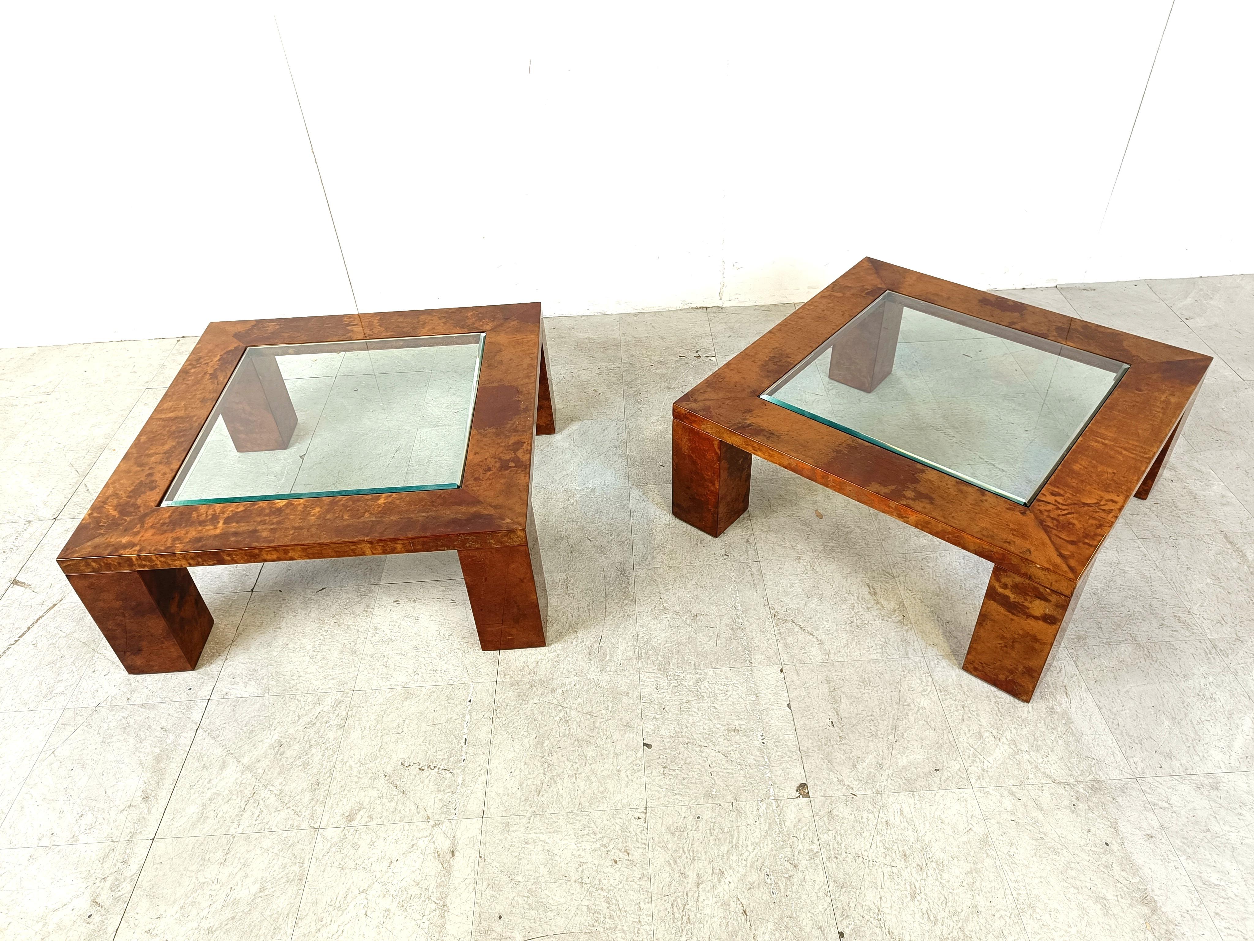 Aldo Tura Lacquered Goatskin Coffee Tables, 1960s - set of 2 In Good Condition For Sale In HEVERLEE, BE