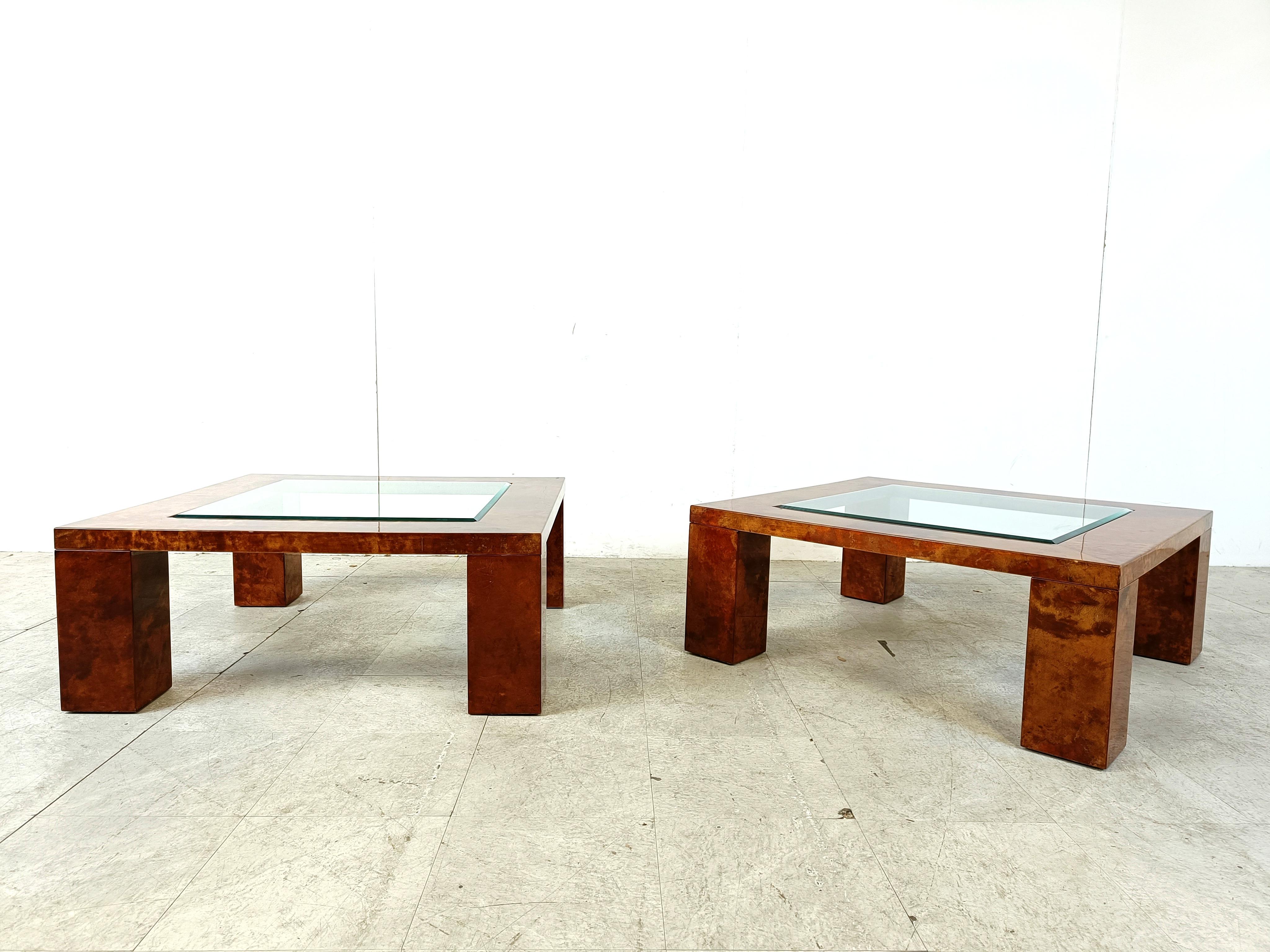 Aldo Tura Lacquered Goatskin Coffee Tables, 1960s - set of 2 For Sale 1