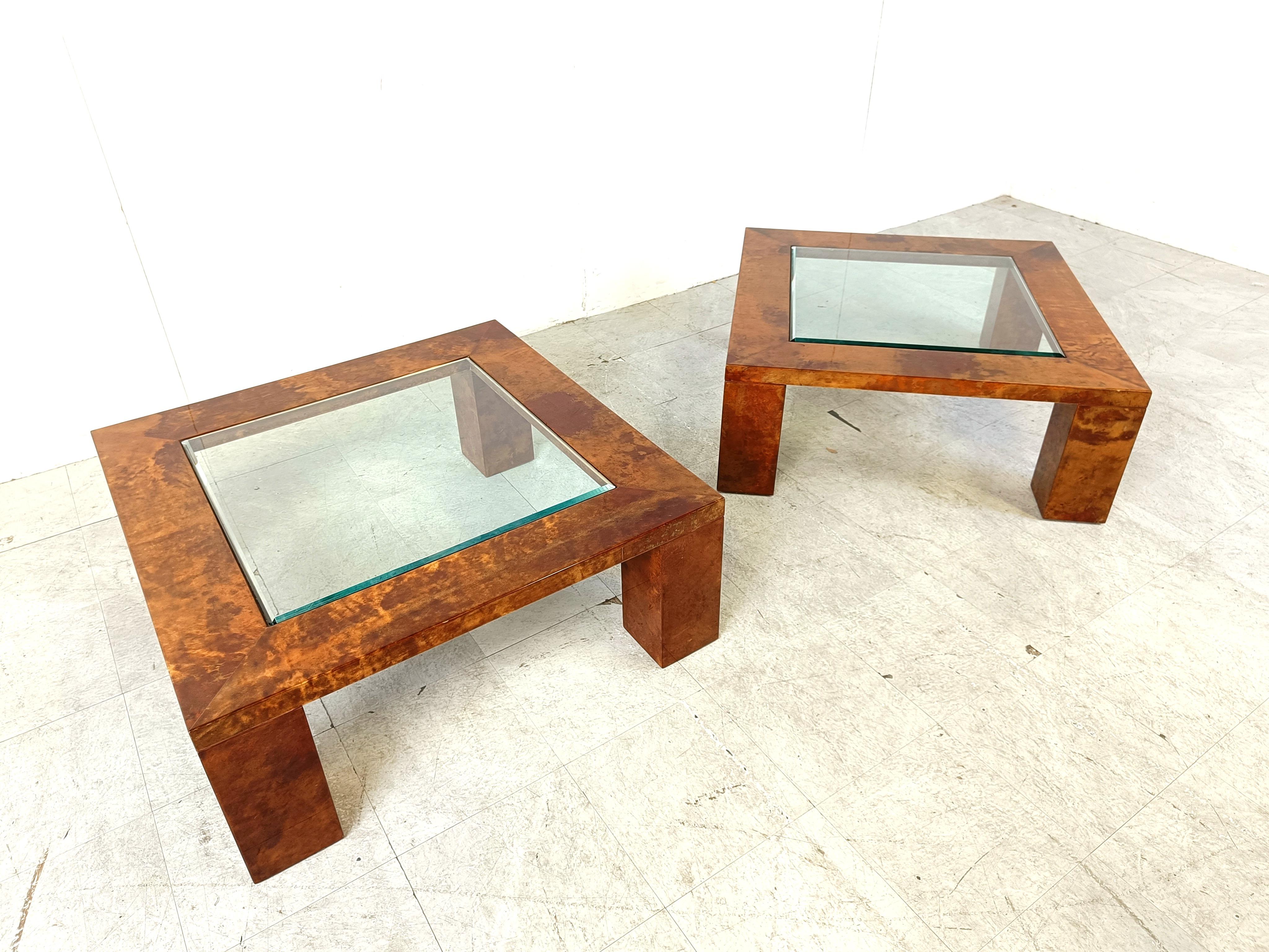 Aldo Tura Lacquered Goatskin Coffee Tables, 1960s - set of 2 3