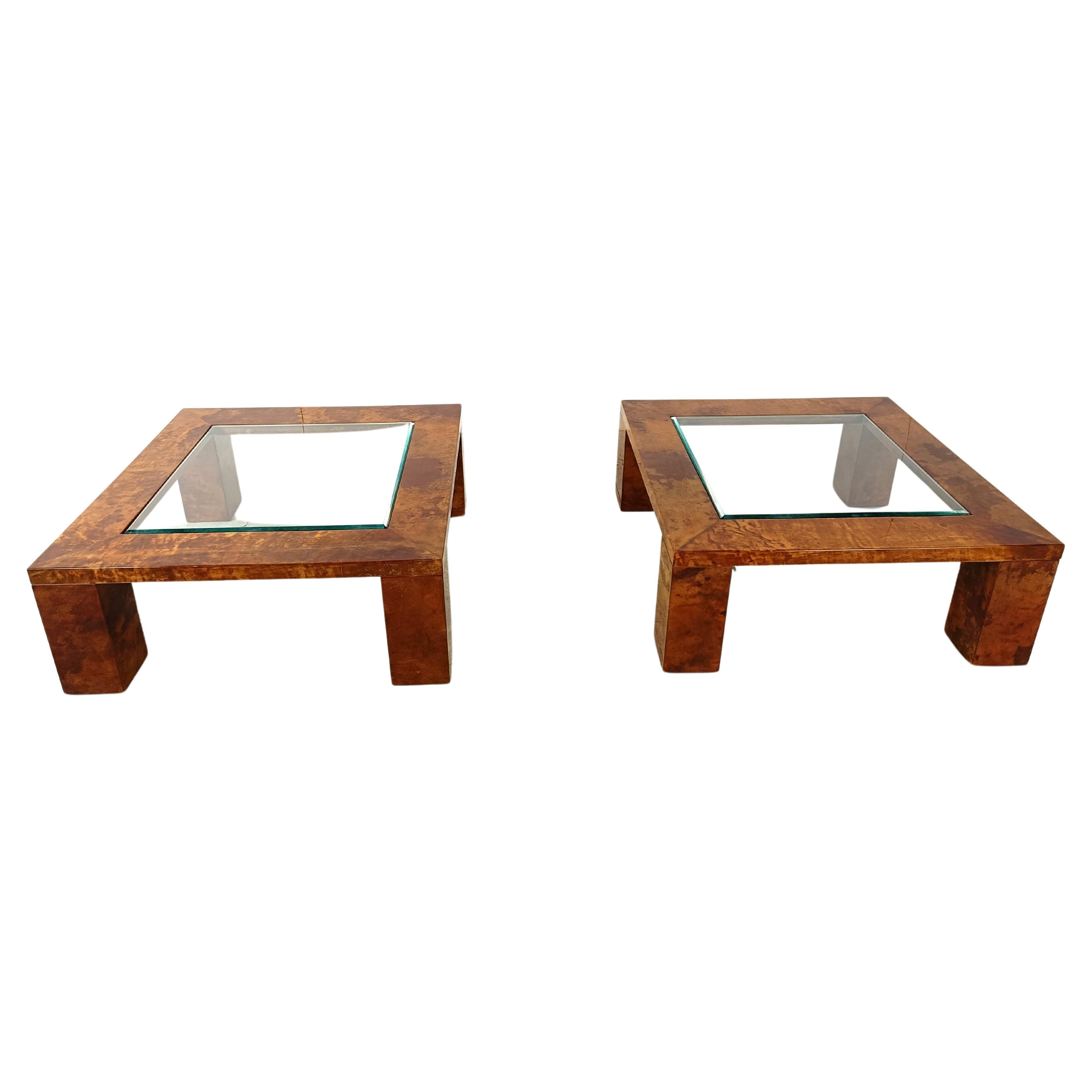Aldo Tura Lacquered Goatskin Coffee Tables, 1960s - set of 2 For Sale