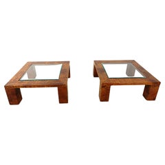 Tables basses laquées en peau de chèvre Aldo Tura, années 1960, lot de 2