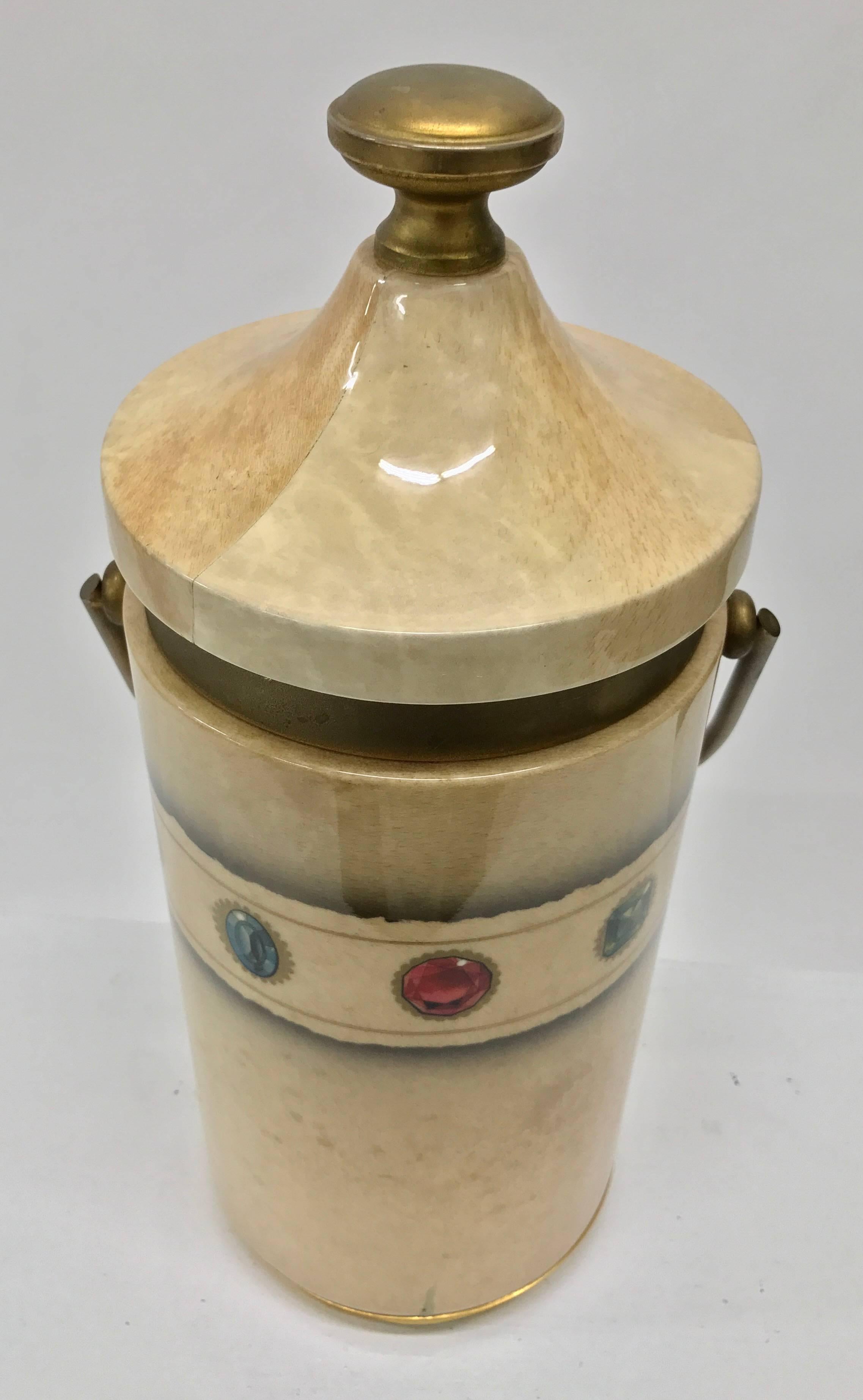 Mid-20th Century Aldo Tura Lacquered Goatskin Ice Bucket For Sale