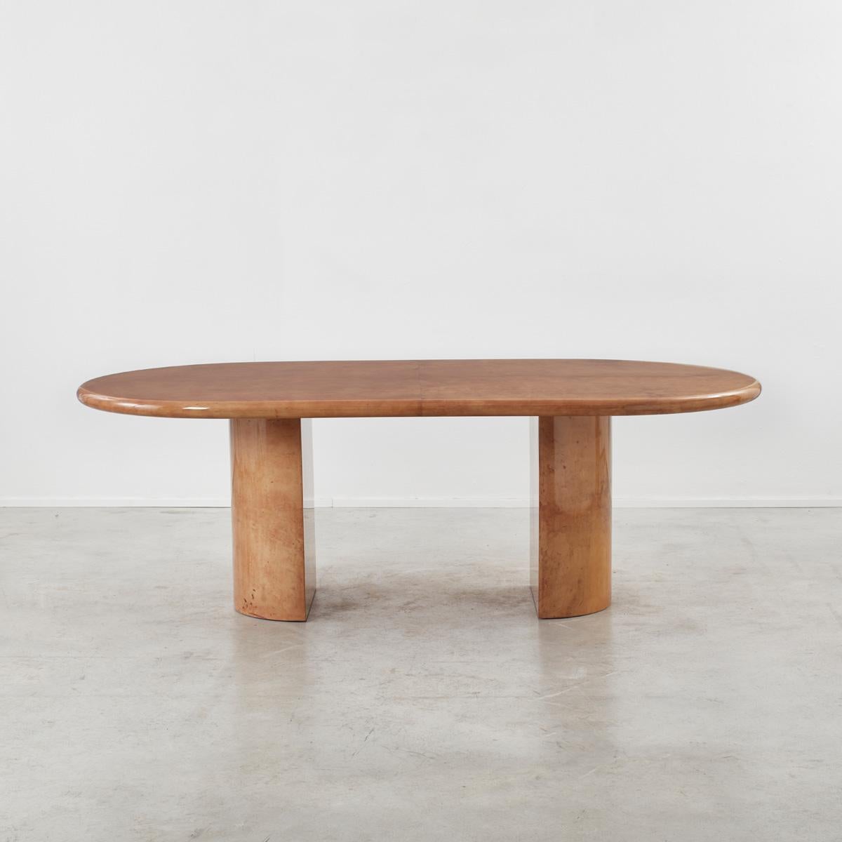 Mid-Century Modern Aldo Tura Lacquered Goatskin Oval Table, Italy, 1970s