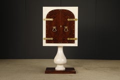 Aldo Tura Lacquered Goatskin, Rosewood and Brass Italian Bar Cabinet, 1950s