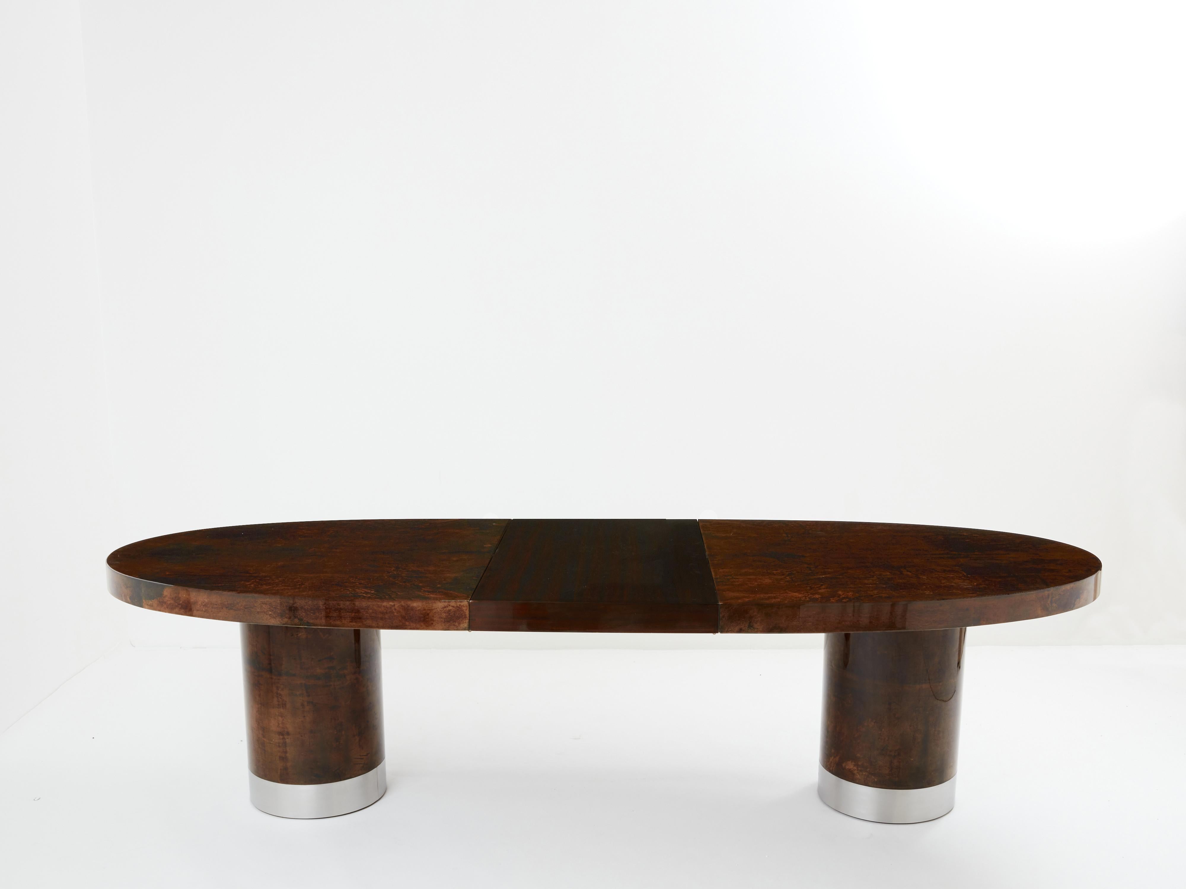 Aldo Tura large goatskin parchment dining table 1960s In Good Condition For Sale In Paris, IDF
