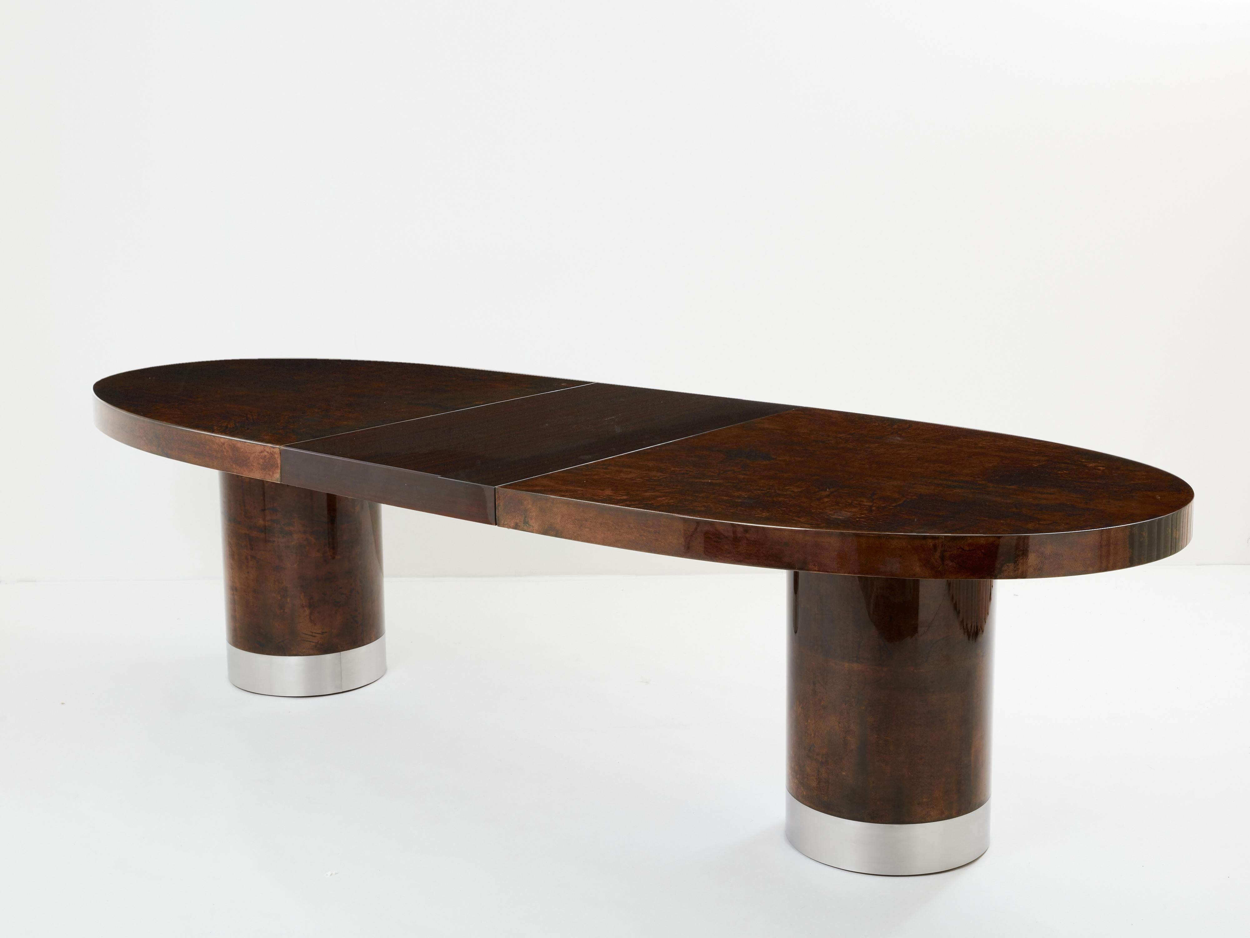 Mid-20th Century Aldo Tura large goatskin parchment dining table 1960s For Sale