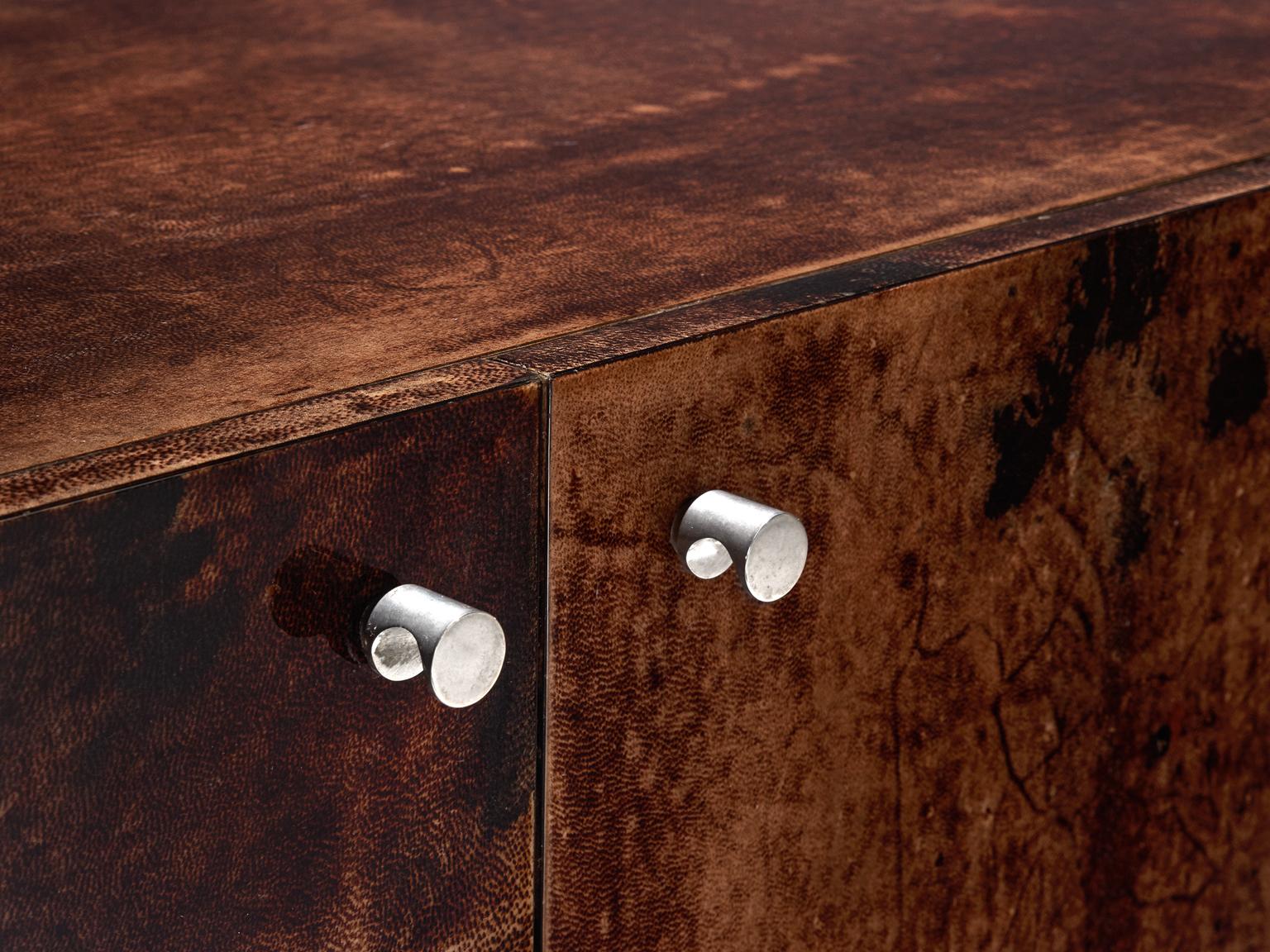 Metal Aldo Tura Large Sideboard with Goatskin, circa 1970