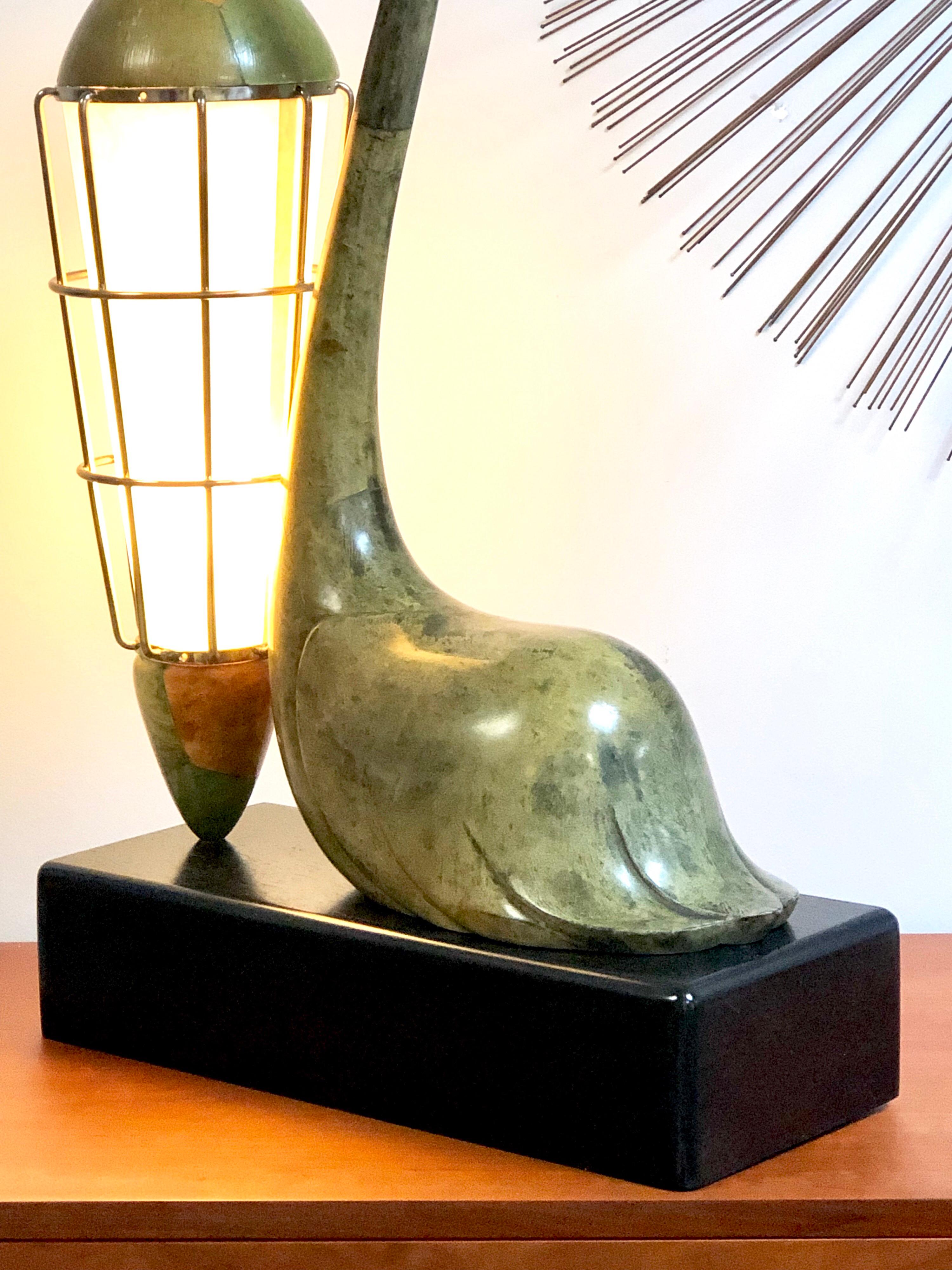 Aldo Tura Large Swan Goatskin Table Lamp, 1950s 5