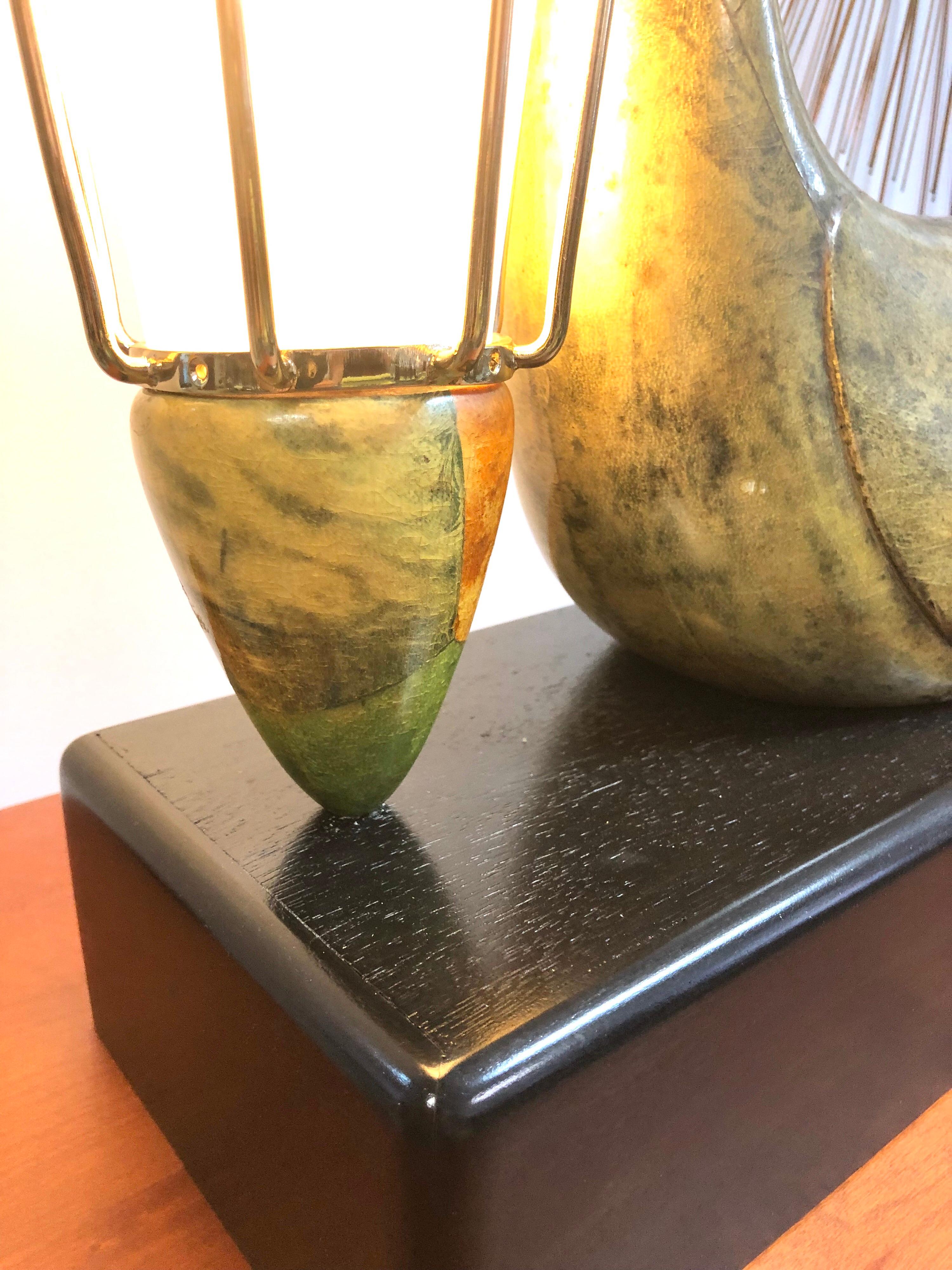 Aldo Tura Large Swan Goatskin Table Lamp, 1950s 1