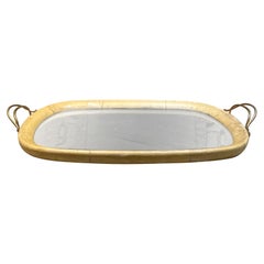 Aldo Tura Macabo Exquisite Serving Tray Mirrored Goatskin and Brass Italy 1940s
