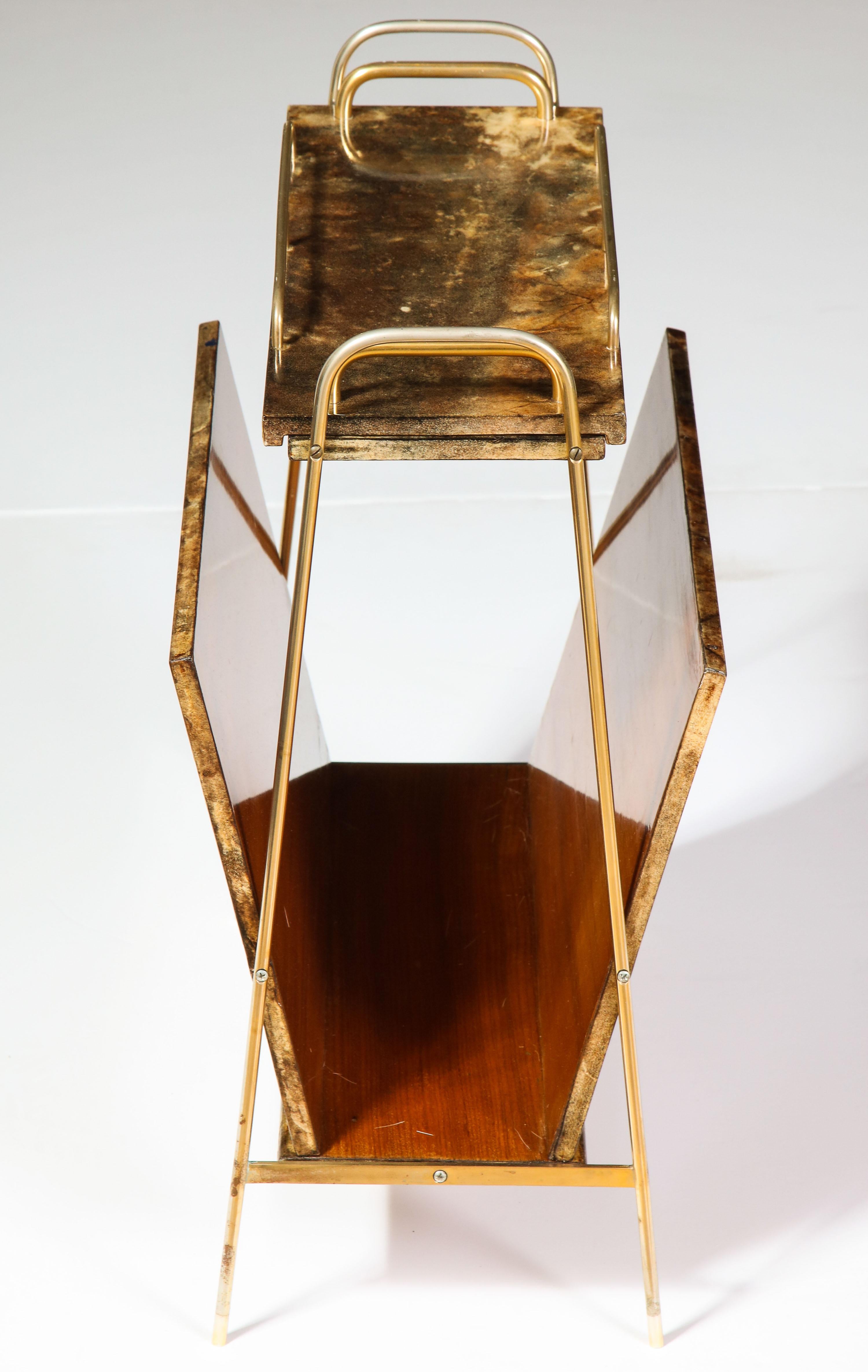 Magazine Stand by Aldo Tura, Goat Skin Parchment, Midcentury Italian, C 1950 For Sale 1