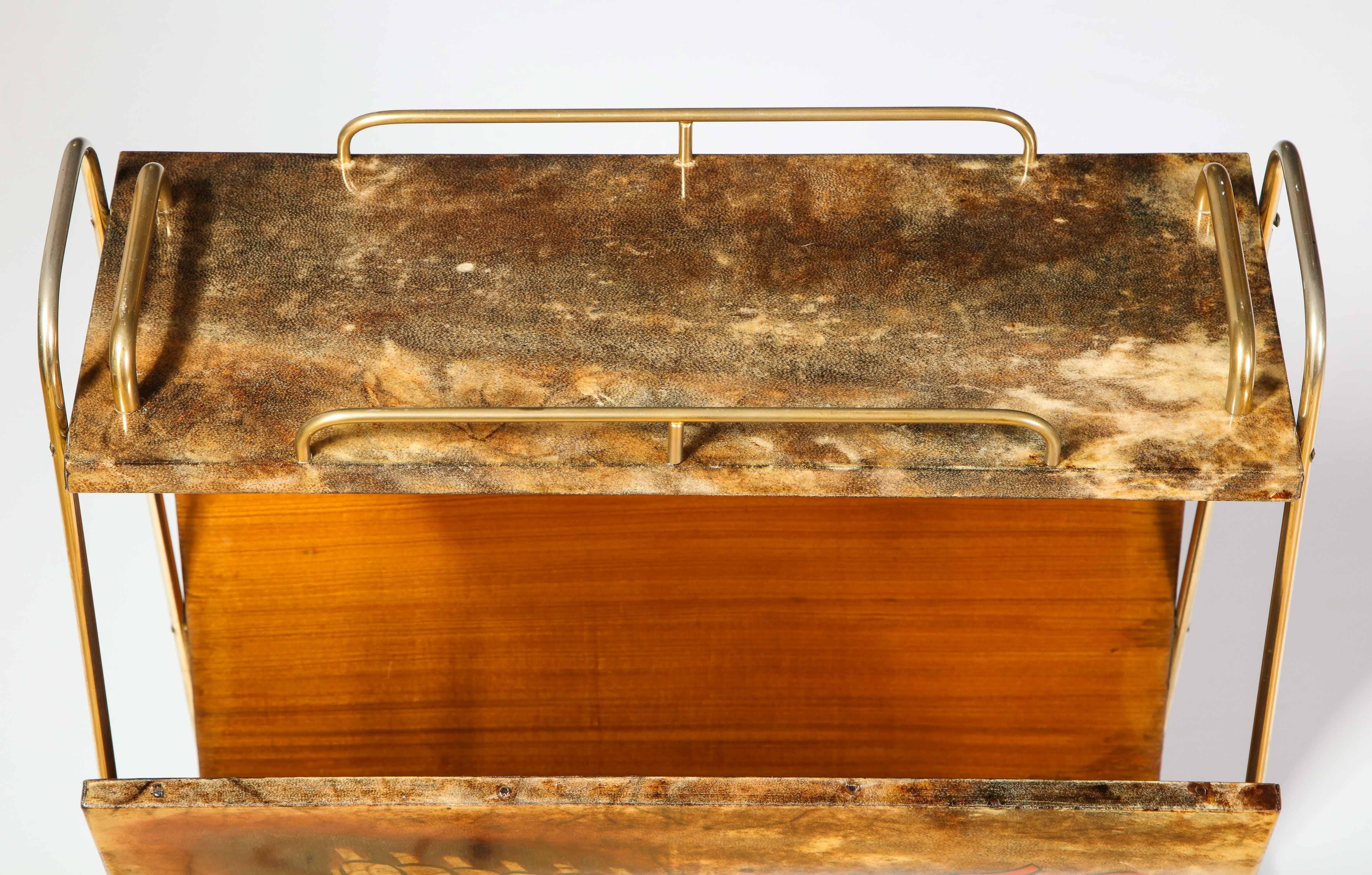 Magazine Stand by Aldo Tura, Goat Skin Parchment, Midcentury Italian, C 1950 In Good Condition For Sale In New York, NY