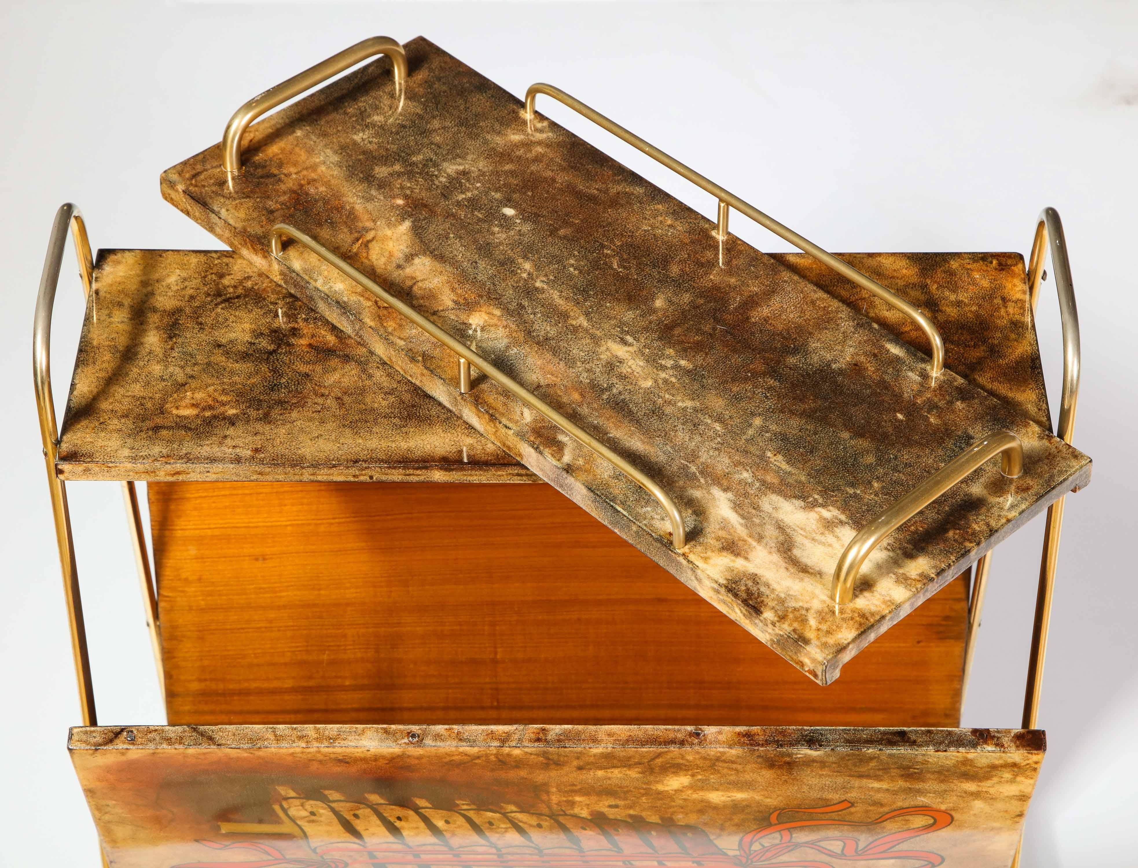 Mid-20th Century Magazine Stand by Aldo Tura, Goat Skin Parchment, Midcentury Italian, C 1950 For Sale