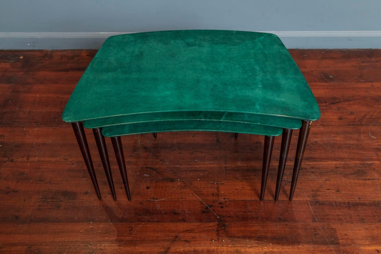 Aldo Tura Malachite Color Nesting Tables For Sale 1