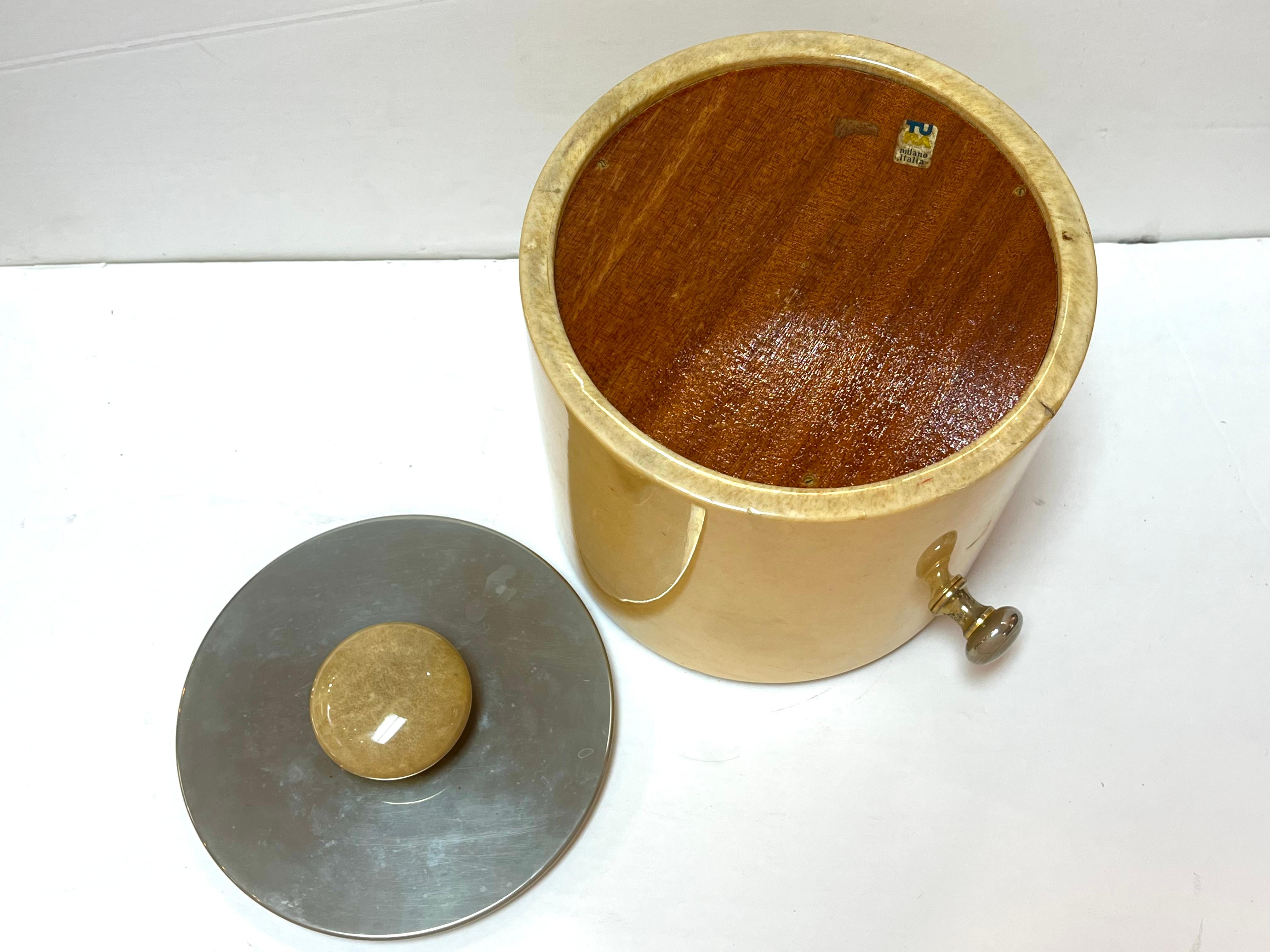 Aldo Tura Mid Century Italian Ice Bucket with Original Label 3