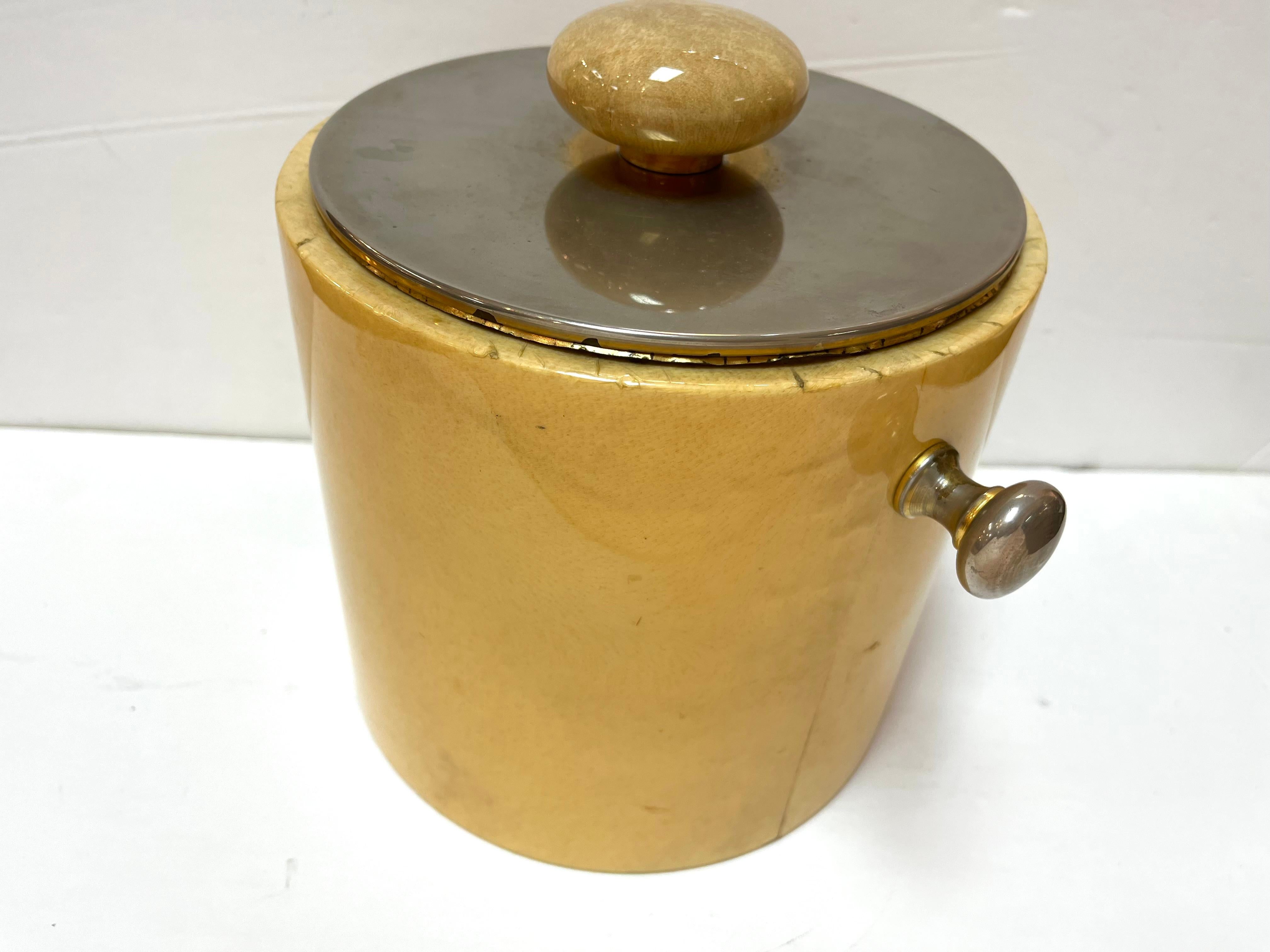 Mid-Century Modern Aldo Tura Mid Century Italian Ice Bucket with Original Label