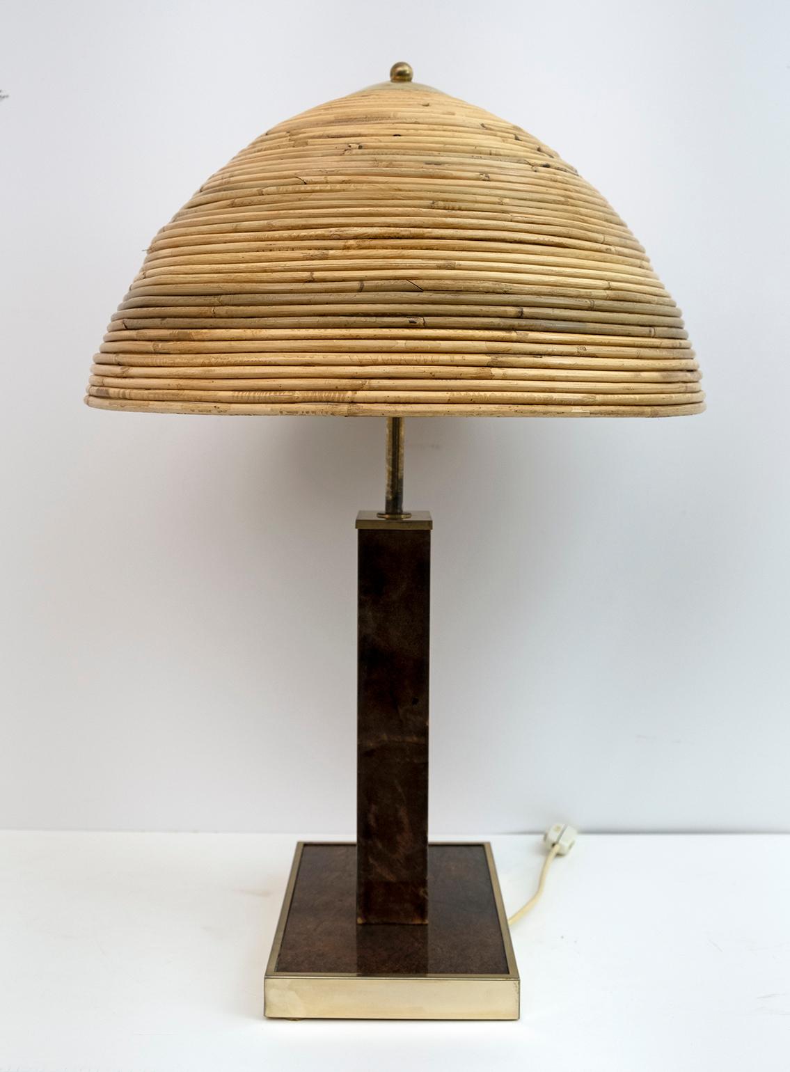 Mid-20th Century Aldo Tura Mid-Century Modern Italian Brass and Bamboo Table Lamp, 60s