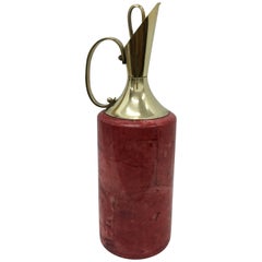 Aldo Tura Mid-Century Modern Italian Red Goatskin Carafe, circa 1960