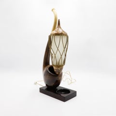 Aldo Tura Mid-Century Modern Table Lamp, Brown Goatskin & Brass