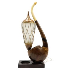 Aldo Tura Mid-Century Modern Table Lamp, Brown Goatskin & Brass
