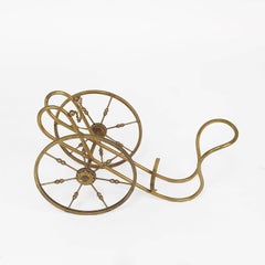 Aldo Tura Midcentury Gilded Brass Italian Bottle Rack, 1950s