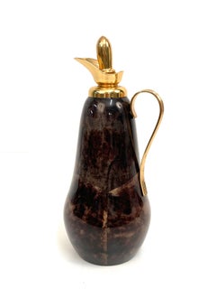 Aldo Tura Midcentury Glass and Brass Italian Thermos Decanter for Macabo, 1960s