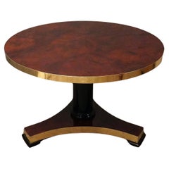Aldo Tura Midcentury Goatskin and Brass Italian Center Dinning Table, 1950