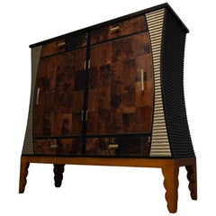 Aldo Tura Midcentury Goatskin and Brass Italian Sideboard or Dry Bar, 1950