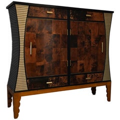 Aldo Tura Midcentury Goatskin and Brass Italian Sideboard or Drybar, 1950