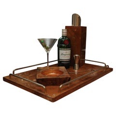 Aldo Tura Set da cocktail in pelle di capra laccata italiana del MidCentury Secchiello per il ghiaccio, posacenere