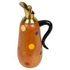 Aldo Tura Midcentury Wood and Brass Italian Thermos Decanter for Macabo, 1960s