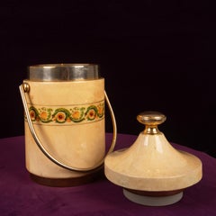 Aldo Tura Model 1225D Goatskin Parchment Ice Bucket / Thermos, Italy, 1970
