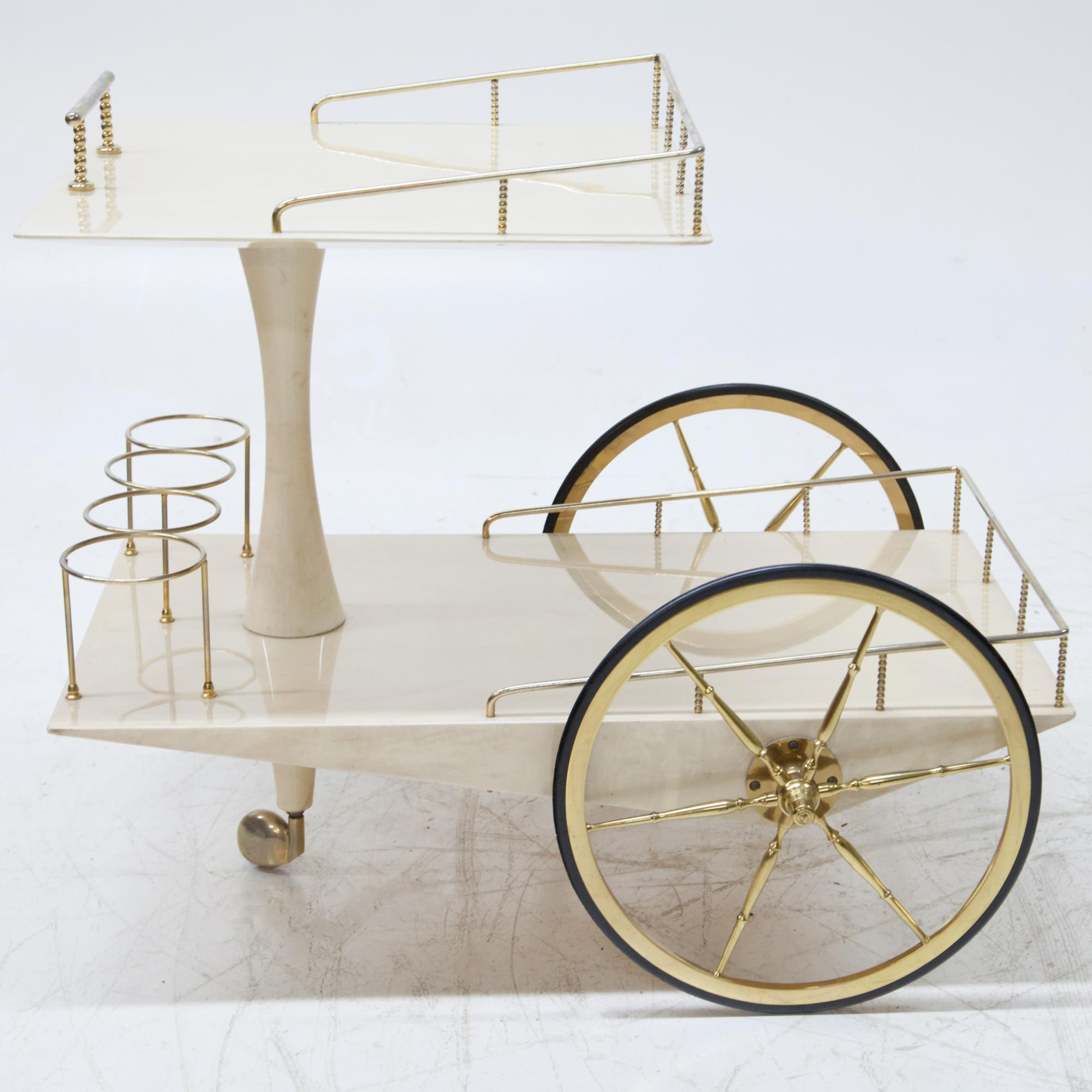 Aldo Tura Modernist Bar Cart In Good Condition In New York, NY