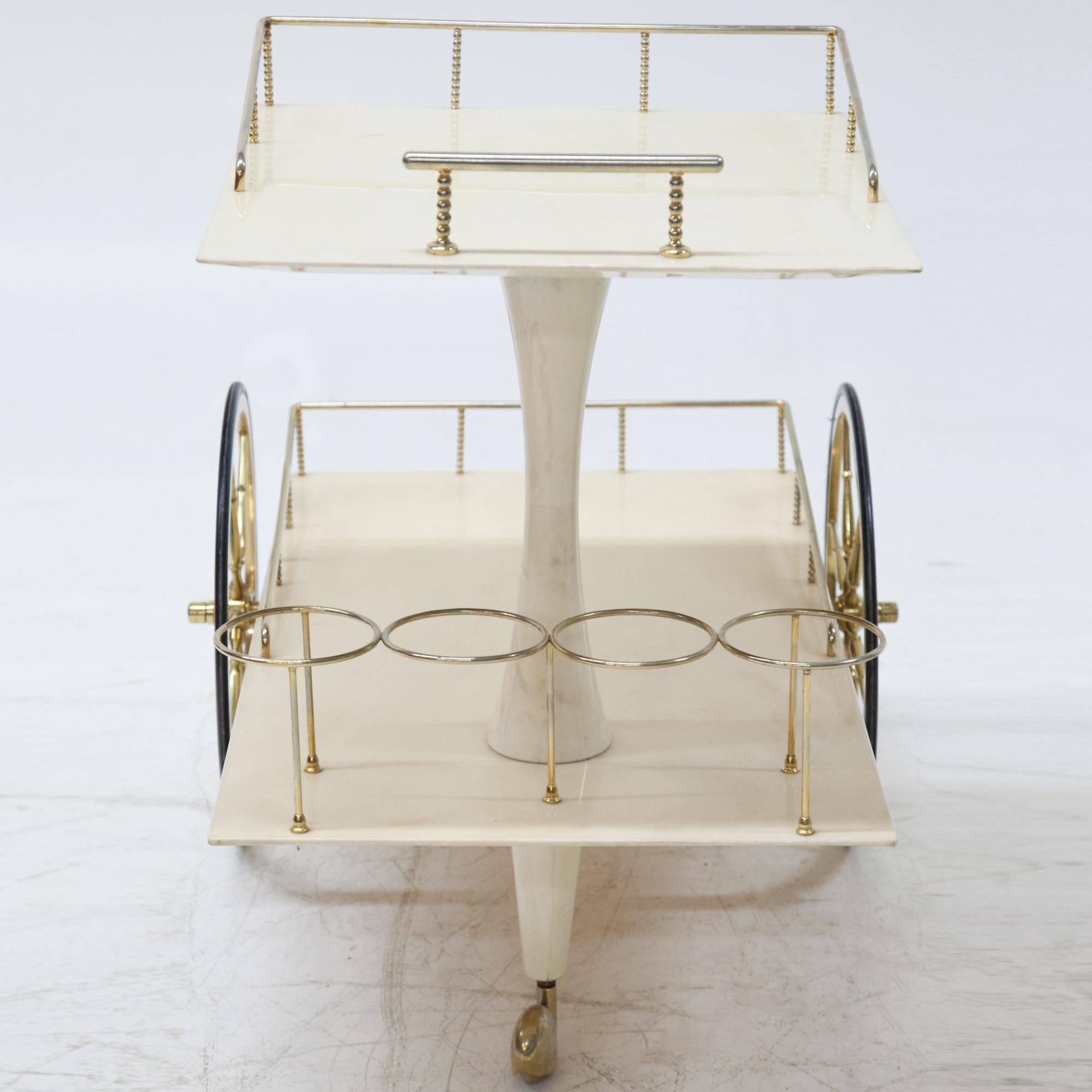 Mid-20th Century Aldo Tura Modernist Bar Cart